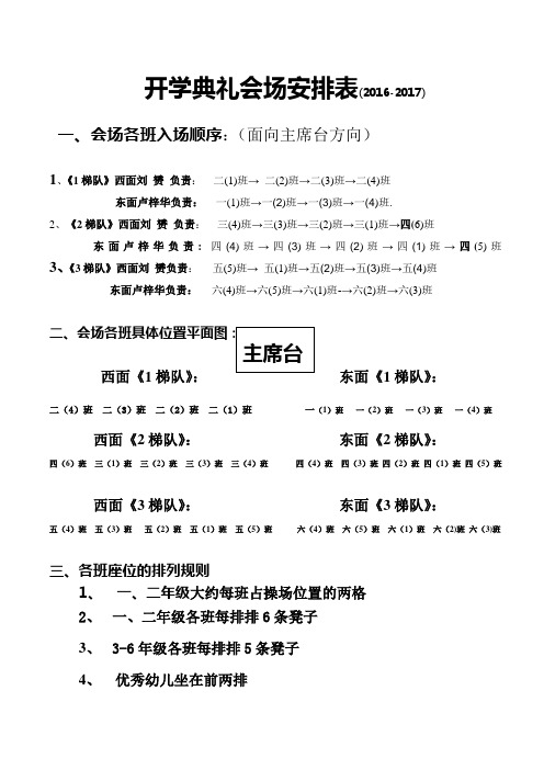 16年下学期开学典礼座位表