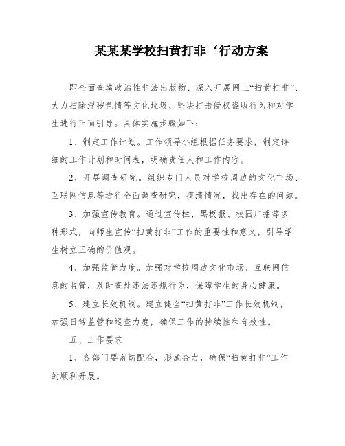 某某某学校扫黄打非‘行动方案