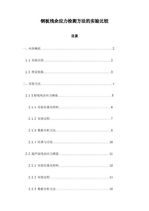 钢板残余应力检测方法的实验比较