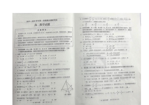 江苏省连云港市2020学年高二数学上学期期末调研考试试题(扫描版)