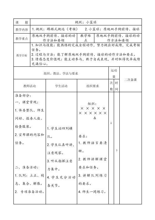 体育教案模板2备课讲稿