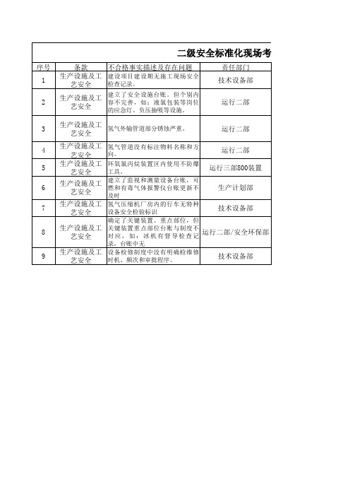 二级安全标准化审核整改项(第6要素)