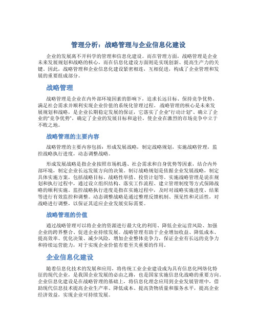 管理分析：战略管理与企业信息化建设