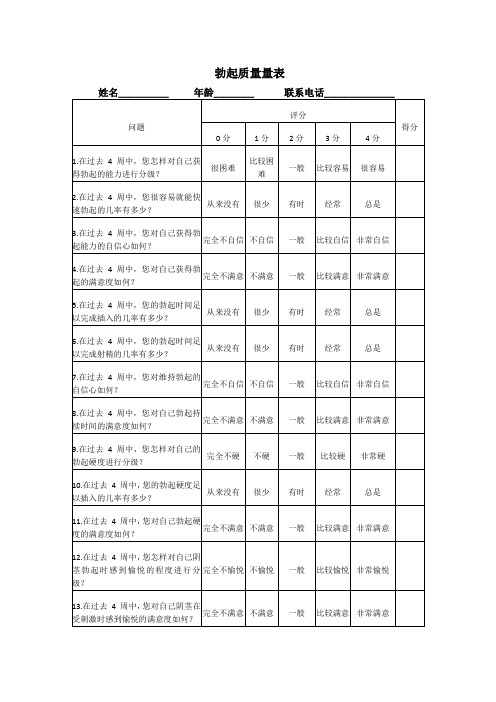 勃起质量量表