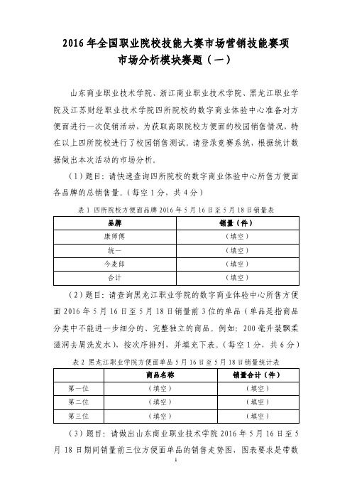 2.3.1 市场分析模块10套赛卷库