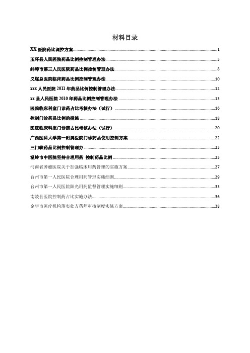 关于医院药品比例控制的相关资料