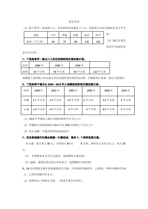 通用版数学六年级下册总复习专题：综合应用 含答案(附答案)