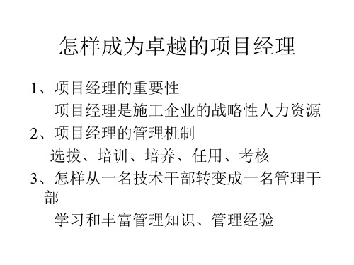 项目经理的职业能力与素质讲座(1).pptx