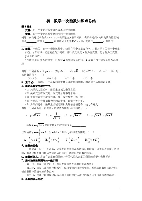 (完整版)一次函数知识点过关卷,绝对经典,推荐文档