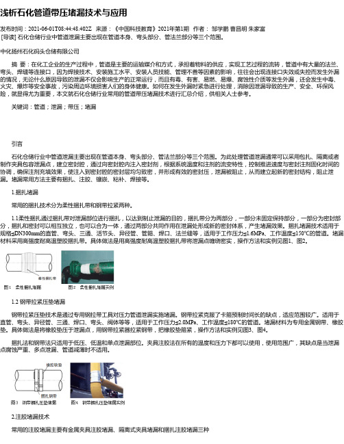 浅析石化管道带压堵漏技术与应用