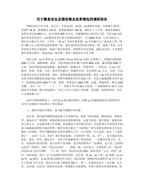 关于粮食安全及国有粮企改革情况的调研报告