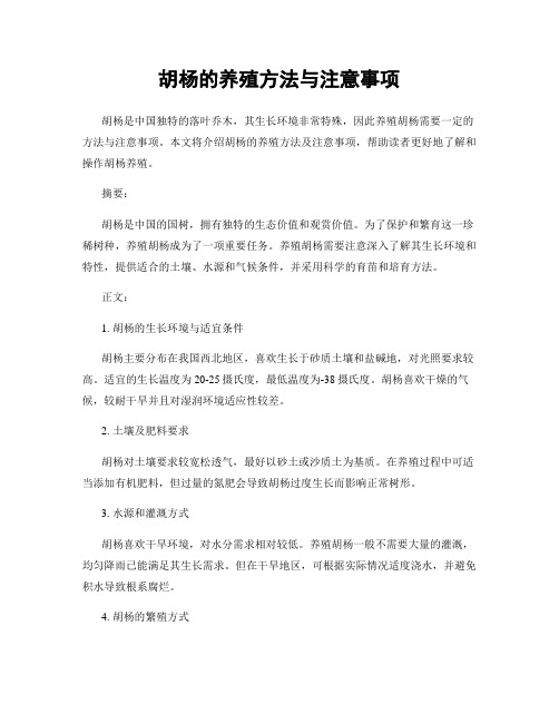 胡杨的养殖方法与注意事项