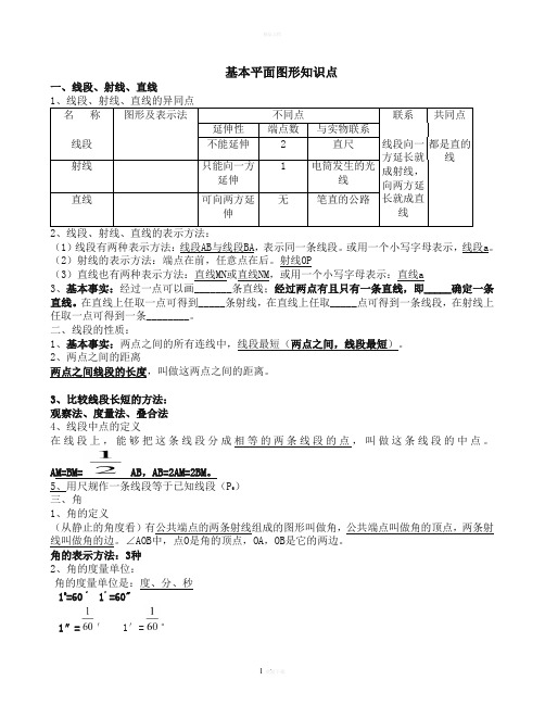 基本平面图形知识点