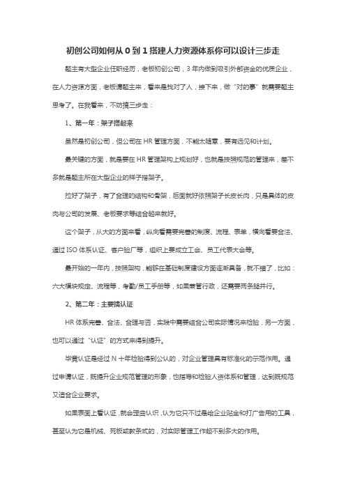 初创公司如何从0到1搭建人力资源体系你可以设计三步走