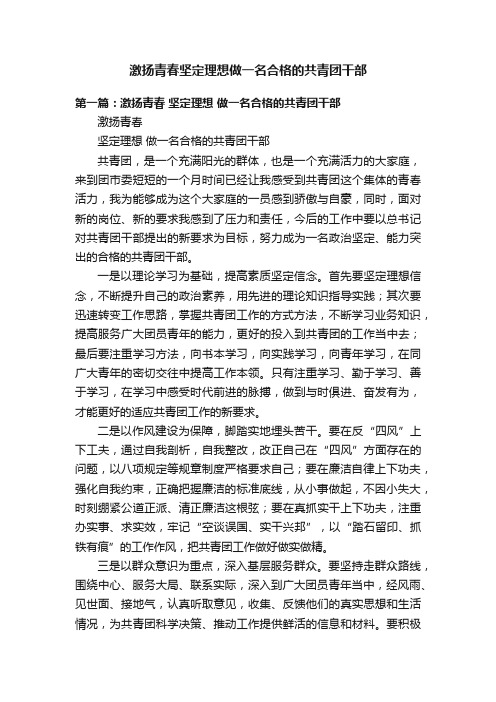 激扬青春坚定理想做一名合格的共青团干部