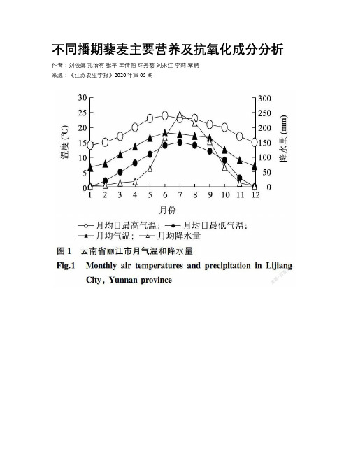 不同播期藜麦主要营养及抗氧化成分分析