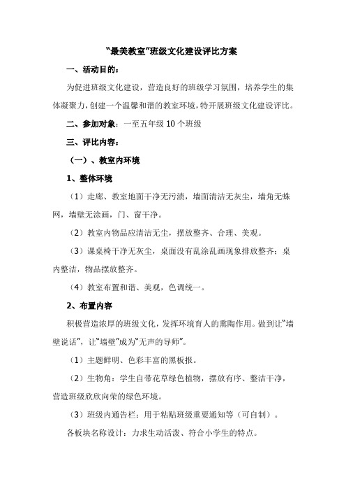 班级文化建设方案评比细则