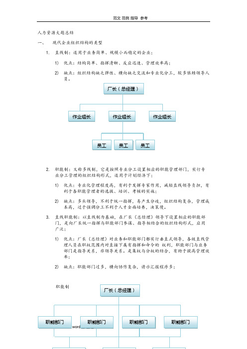 人力资源三级大题总结