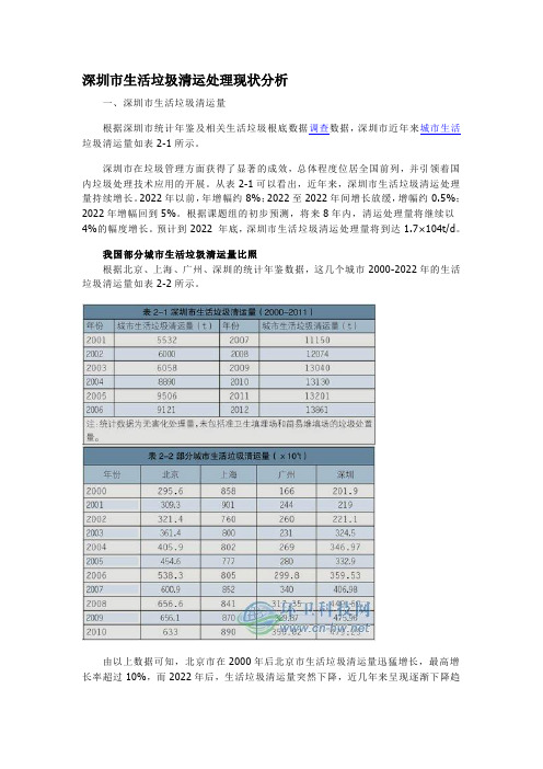 深圳市生活垃圾清运处理现状分析