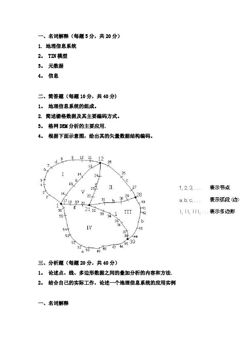 模拟试题1和答案_地理信息系统概论