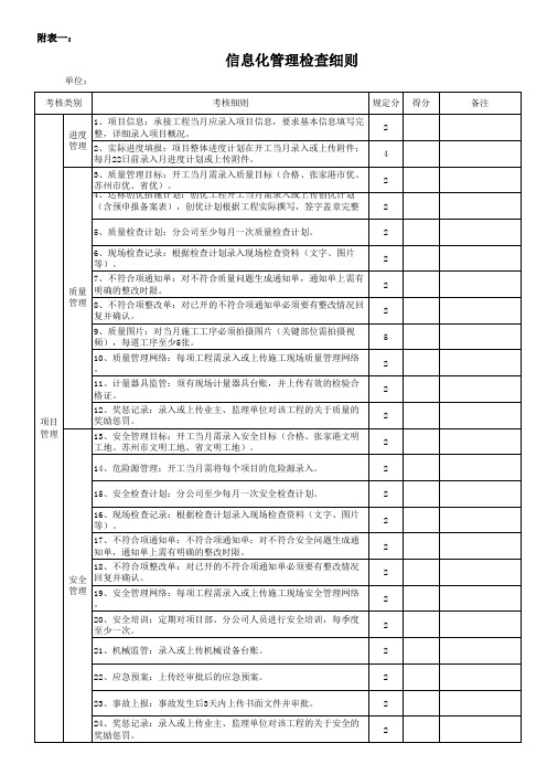 附表一:信息化管理考核细则