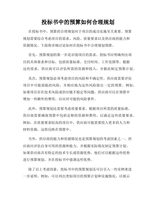 投标书中的预算如何合理规划