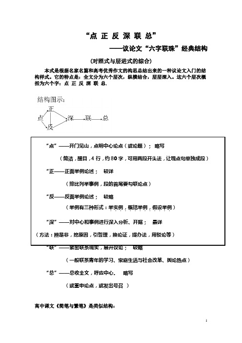 点 正 反 深 联 总——高中议论文“六字联珠”经典结构