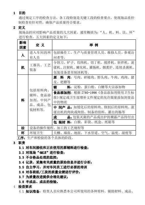 工序检验规程