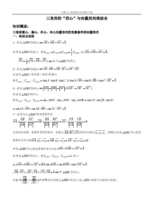 向量与三角形四心结合(纯干货)