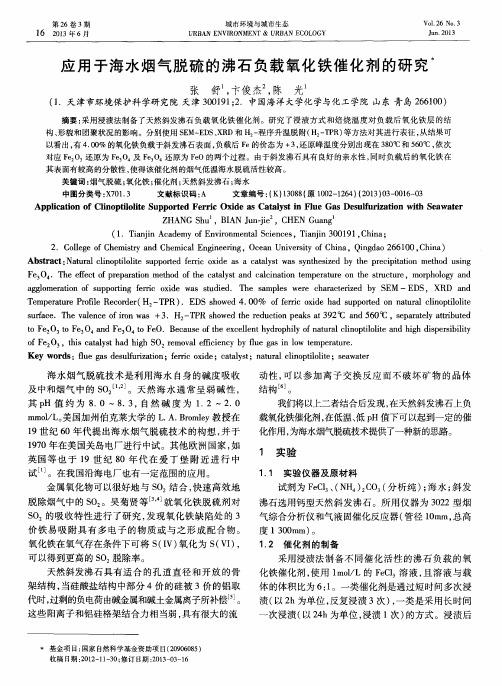 应用于海水烟气脱硫的沸石负载氧化铁催化剂的研究