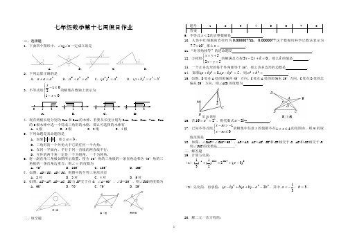 七年级数学第十七周假日作业