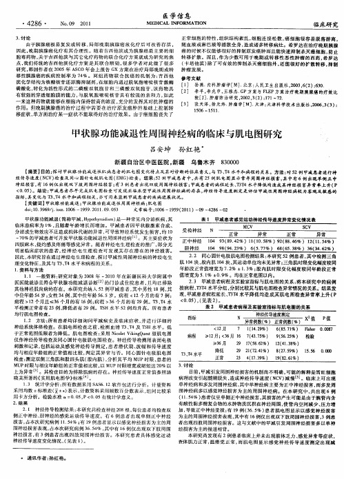 甲状腺功能减退性周围神经病的临床与肌电图研究