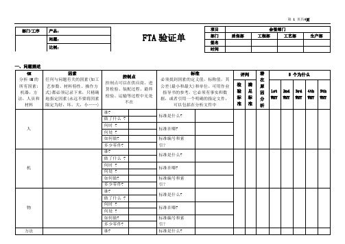 FTA验证单