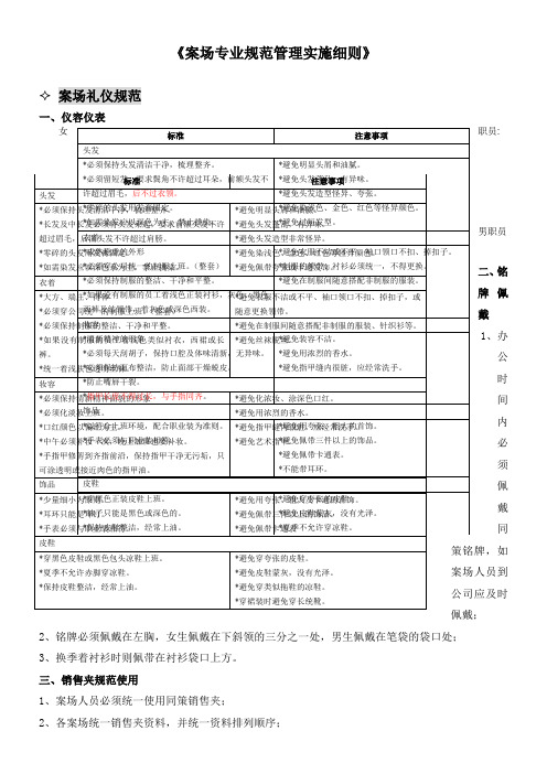 案场专业规范管理实施细则