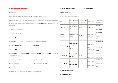 中学七年级英语语法复习 Be动词的用法总结及专项练习(无答案) (新版)外研版 试题