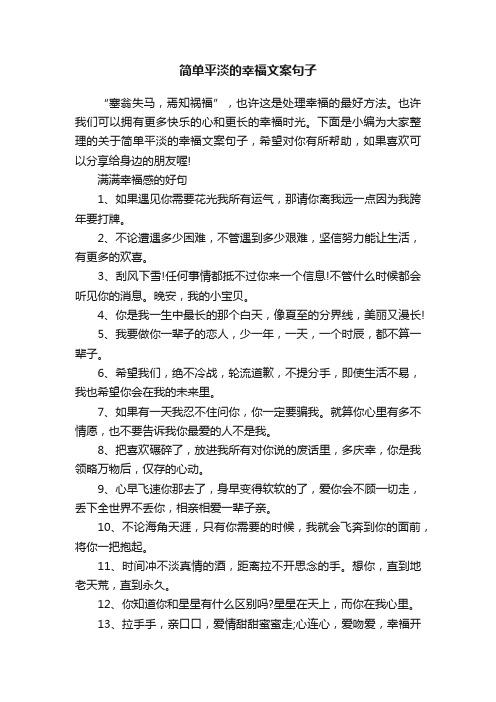 简单平淡的幸福文案句子