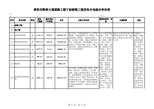 桥梁分包劳务单价