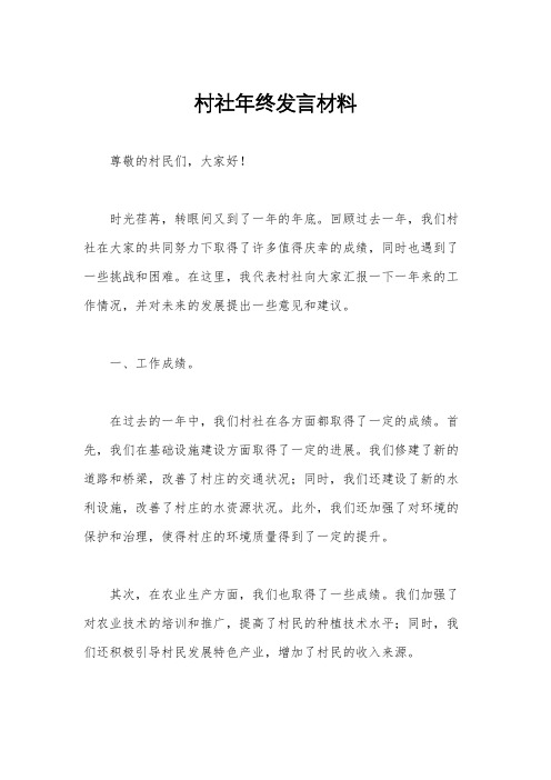 村社年终发言材料