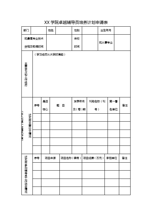 卓越教师计划申请表