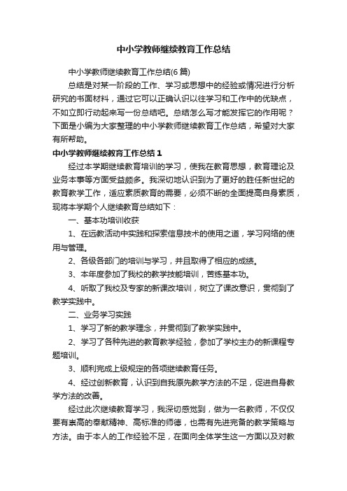 中小学教师继续教育工作总结