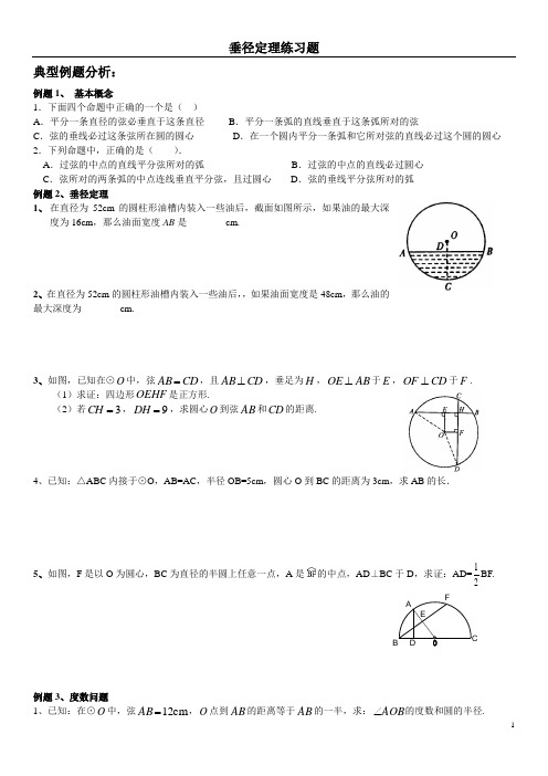 垂径定理典型例题及练习