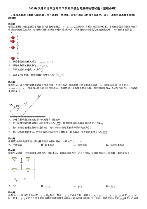 2023届天津市北辰区高三下学期三模全真演练物理试题(基础必刷)