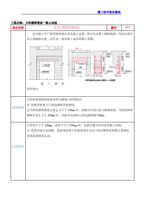 住宅门洞顶过梁优化