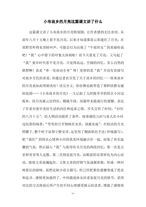 小布故乡的月亮这篇课文讲了什么