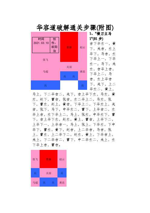 华容道24局最佳解法之欧阳治创编