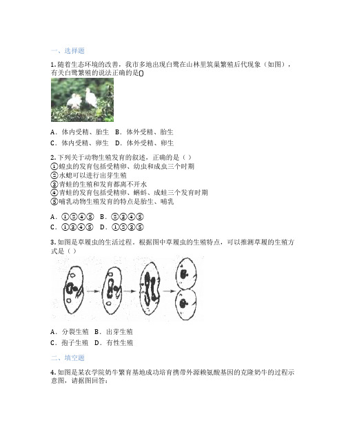 华东师大版科学 七年级下 1 动物的生殖与发育 课后练习题