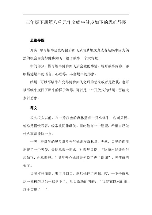 三年级下册第八单元作文蜗牛健步如飞的思维导图