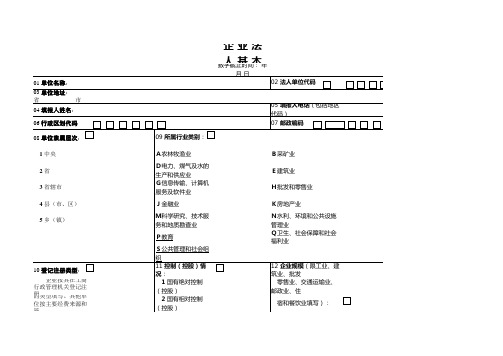 企业法人基本情况表Excel模板