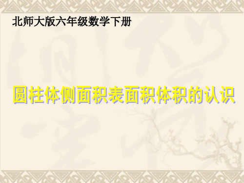 六年级数学下册 圆柱体侧面积表面积体积的认识课件 北师大版