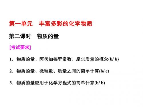 2017_2018学年高中化学专题1化学家眼中的物质世界第一单元第二课时物质的量课件苏教版必修1